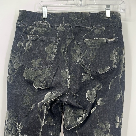 Joseph Ribkoff Black Floral Velvet Burnout Jeans Women’s Size 10 Excellent - Picture 8 of 11